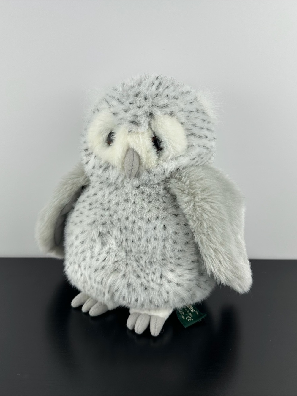 Russ Berrie Oogles Spotted Snowy Owl 8.5" Gray White Black Plush Stuffed Animal